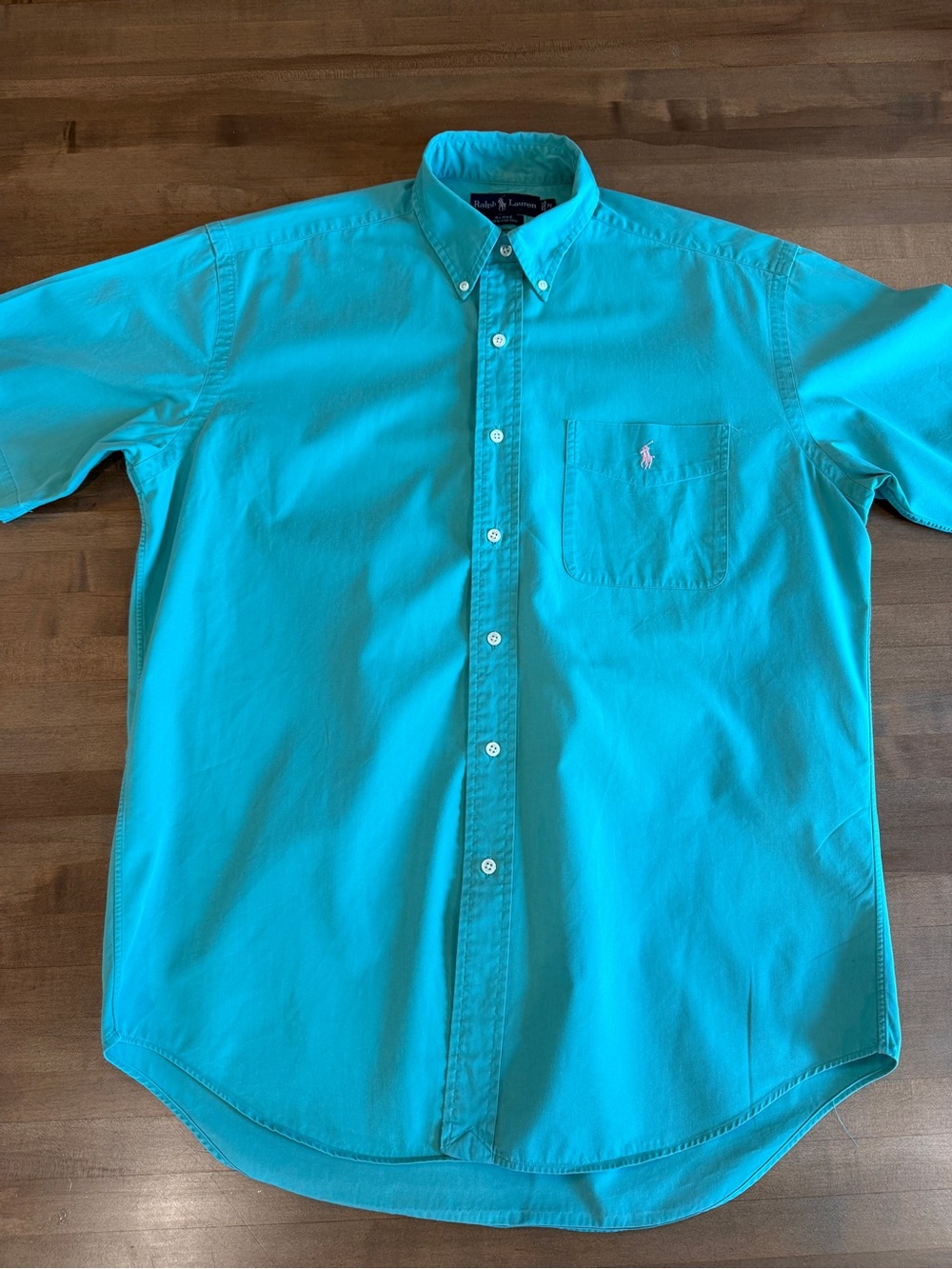 VTG RALPH LAUREN Blake Button Down in Mint Green with Pink Pony